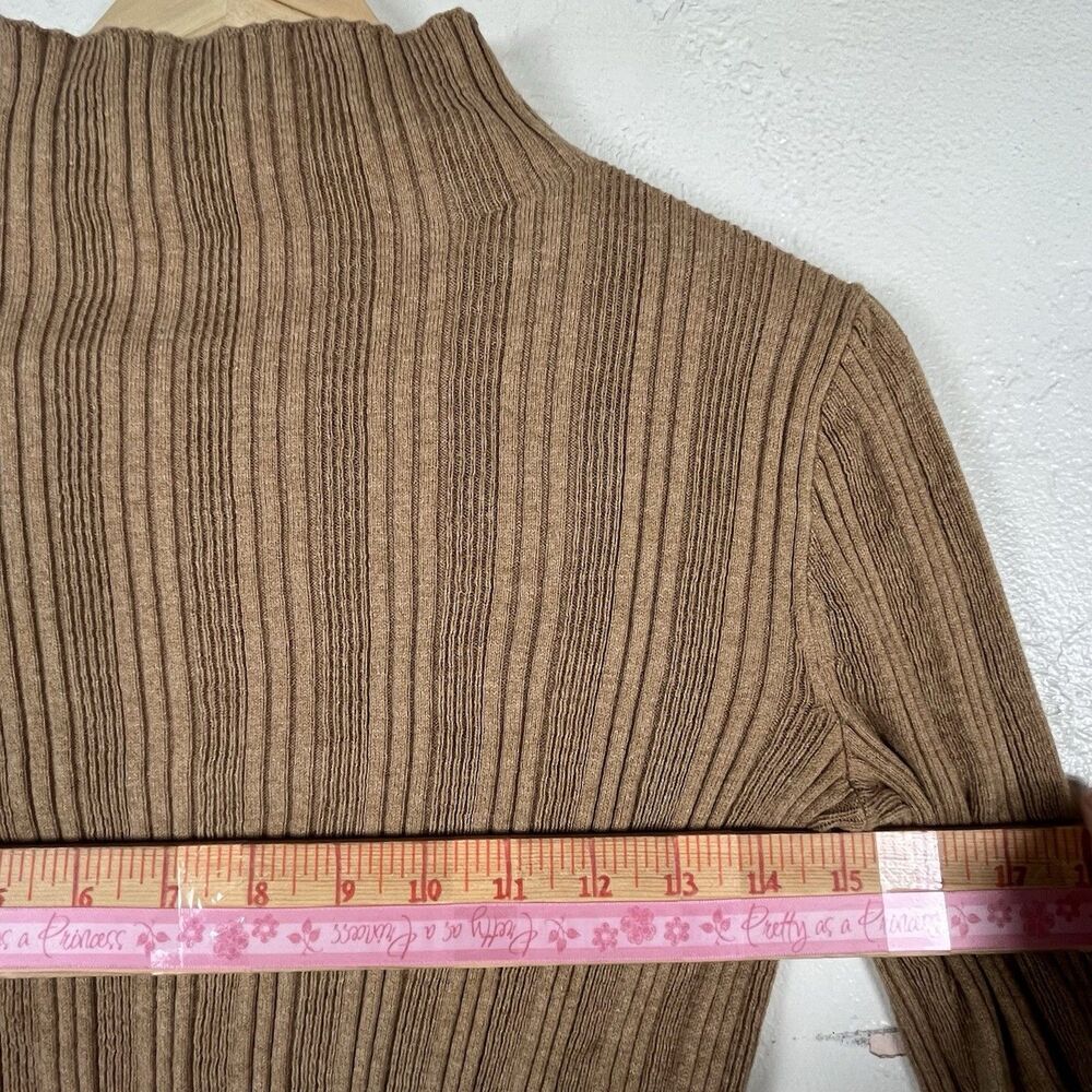 Madewell Ribbed Alpaca Blend Mock Neck Sweater Camel Brown Stretch Size S - Picture 7 of 11